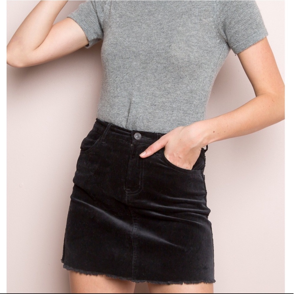Brandy Melville Black Corduroy Skirt
